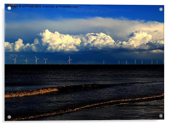 Wind turbines at sea Acrylic by Ian Purdy