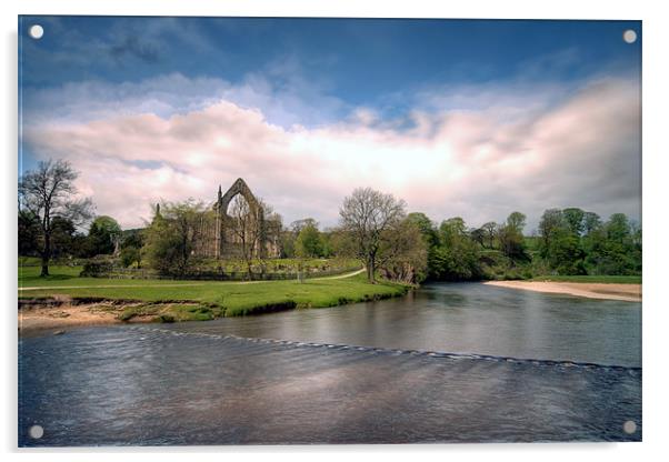 bolton abbey from bridge near river Wharfe Acrylic by simon sugden