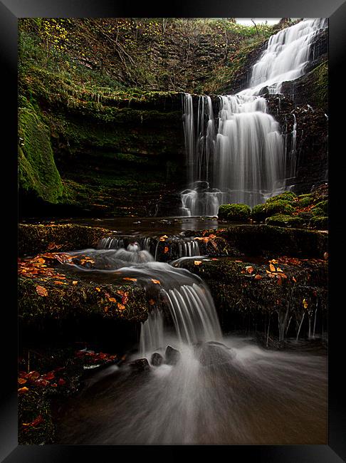 Majestic Autumn Waterfall in Yorkshire Framed Print by Jim Round