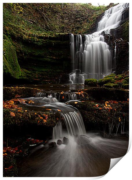 Majestic Autumn Waterfall in Yorkshire Print by Jim Round