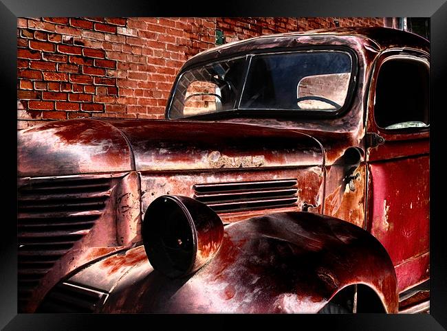 Red Truck Framed Print by Mary Lane