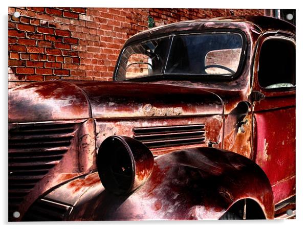 Red Truck Acrylic by Mary Lane