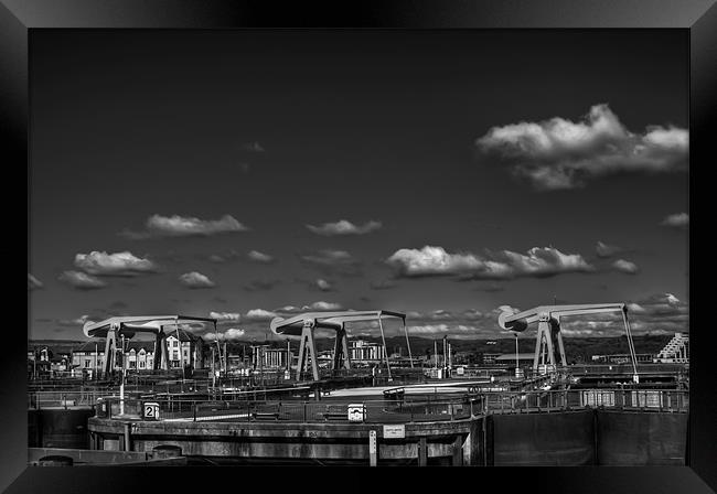 The Barrage Cardiff Bay 3 Mono Framed Print by Steve Purnell