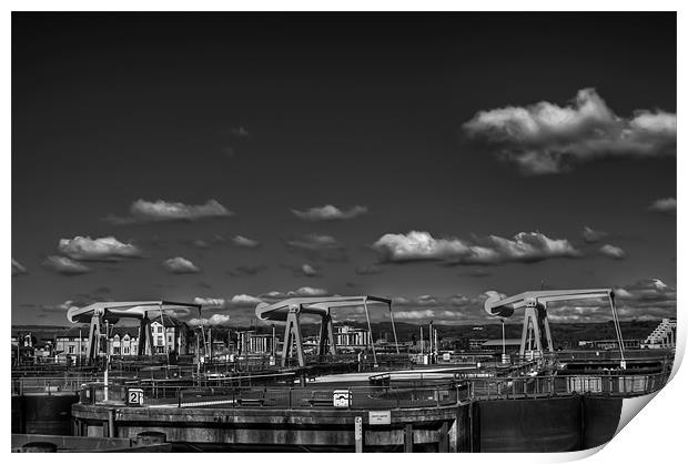 The Barrage Cardiff Bay 3 Mono Print by Steve Purnell