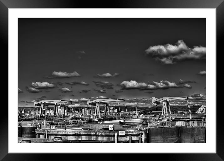 The Barrage Cardiff Bay 4 Mono Framed Mounted Print by Steve Purnell