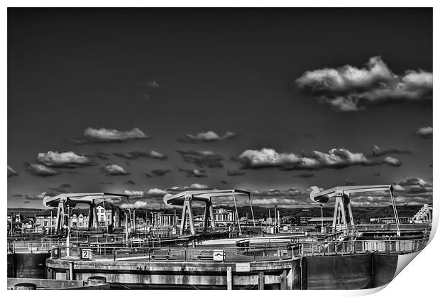 The Barrage Cardiff Bay 4 Mono Print by Steve Purnell