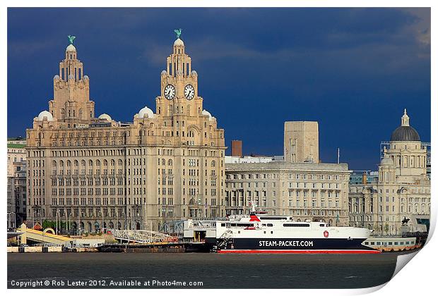 The liver  building, Liverpool Print by Rob Lester