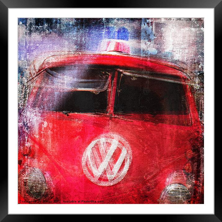 VW Fire Engine Framed Mounted Print by JG Mango