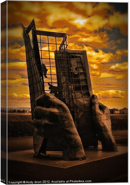Hand Sculpture at Minehead Canvas Print by Andy dean