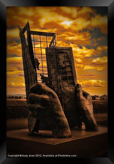 Hand Sculpture at Minehead Framed Print by Andy dean