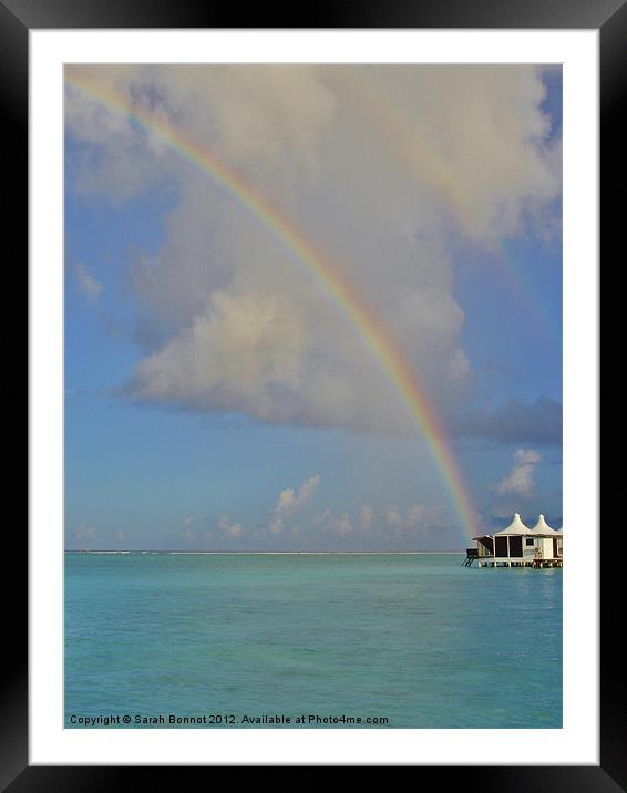 Maldives Double Rainbow Framed Mounted Print by Sarah Bonnot