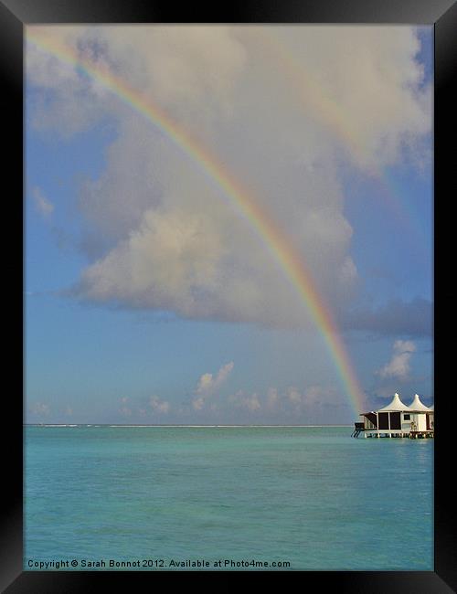 Maldives Double Rainbow Framed Print by Sarah Bonnot