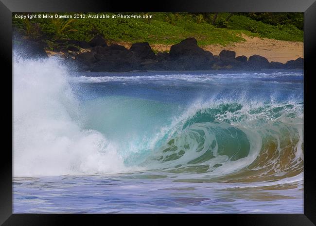 North shore Curl Framed Print by Mike Dawson