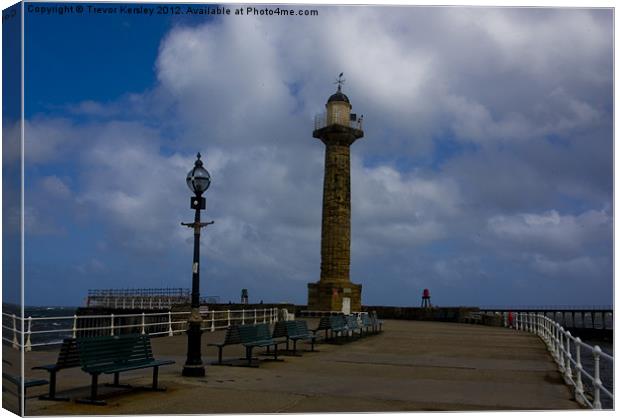 Harbour Light Whitby Canvas Print by Trevor Kersley RIP
