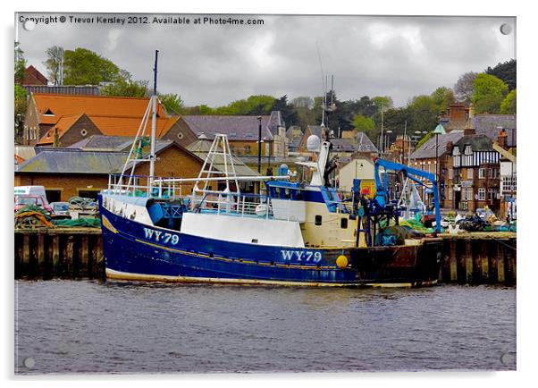 Whitby Fishing Trawler. Acrylic by Trevor Kersley RIP