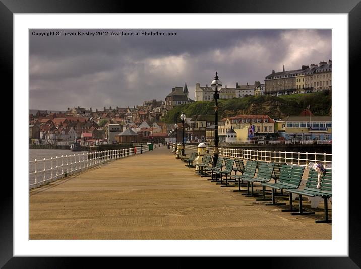 Whitby Harbour Walkway Framed Mounted Print by Trevor Kersley RIP