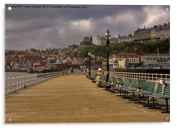 Whitby Harbour Walkway Acrylic by Trevor Kersley RIP