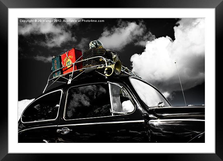 Black VW Beetle Framed Mounted Print by JG Mango