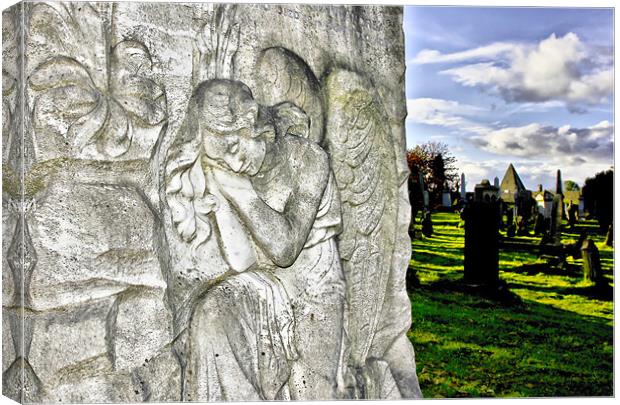 Carved Angel headstone Canvas Print by Buster Brown