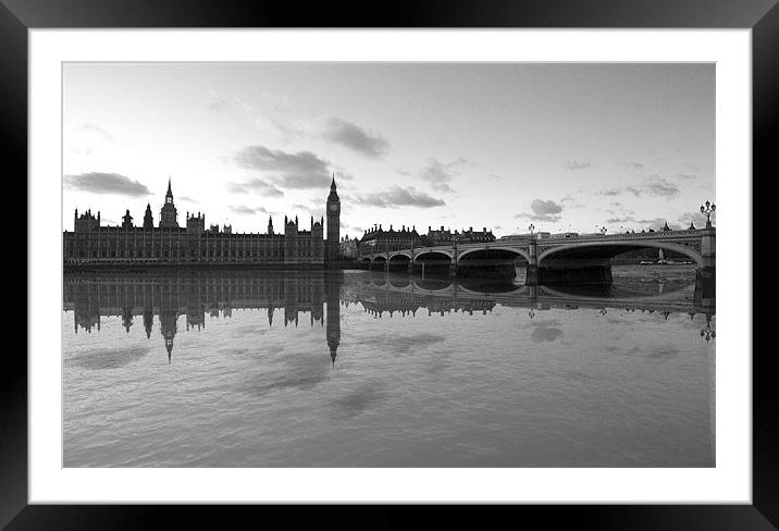 London Skyline bw Framed Mounted Print by David French