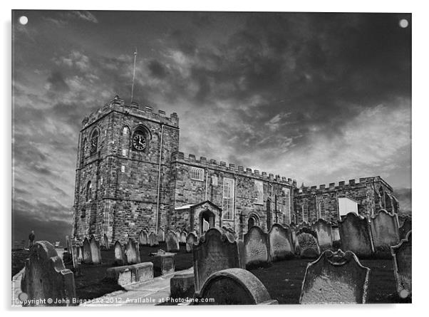 St Marys Church Whitby, Mono Acrylic by John Biggadike