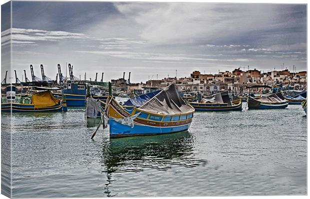 Fishing Village,Marsaxlokk Malta Canvas Print by Peter Oak