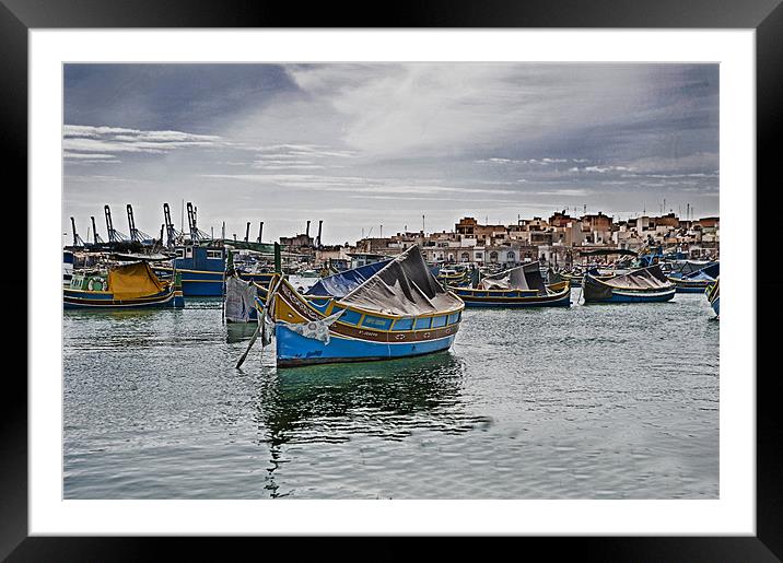 Fishing Village,Marsaxlokk Malta Framed Mounted Print by Peter Oak