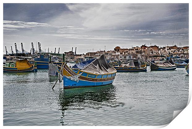 Fishing Village,Marsaxlokk Malta Print by Peter Oak