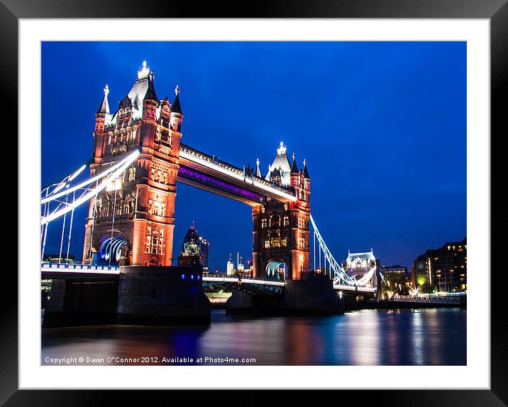 Tower Bridge at Night Framed Mounted Print by Dawn O'Connor