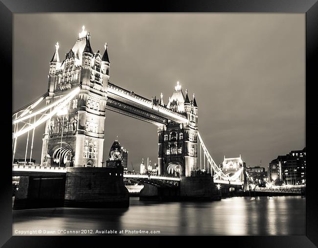 Tower Bridge at Night Framed Print by Dawn O'Connor