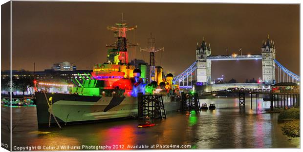 HMS Belfast and Tower Bridge Canvas Print by Colin Williams Photography