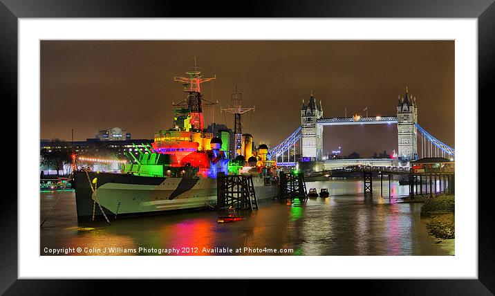 HMS Belfast and Tower Bridge Framed Mounted Print by Colin Williams Photography