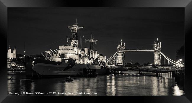 HMS Belfast and Tower Bridge Framed Print by Dawn O'Connor