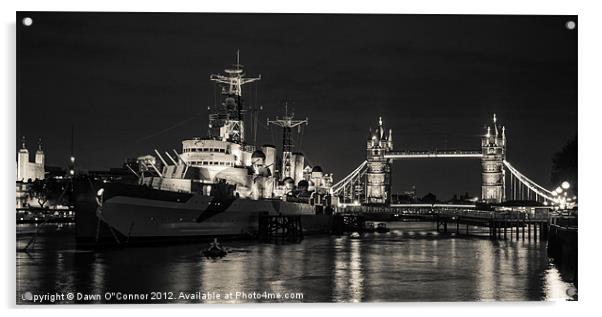 HMS Belfast and Tower Bridge Acrylic by Dawn O'Connor