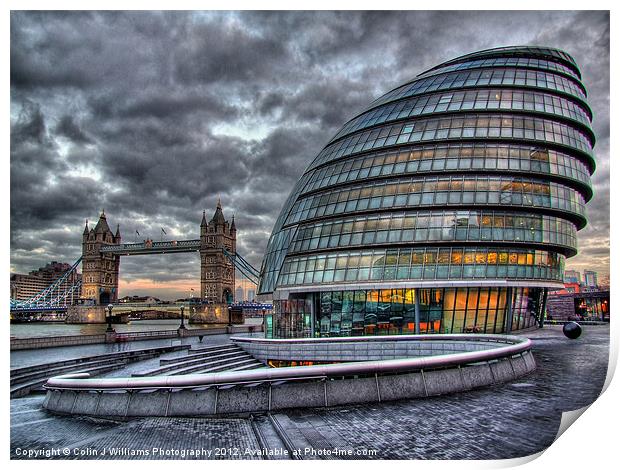 City Hall and Tower Bridge Print by Colin Williams Photography