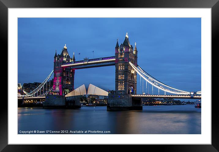 Tower Bridge at Night Opening Framed Mounted Print by Dawn O'Connor