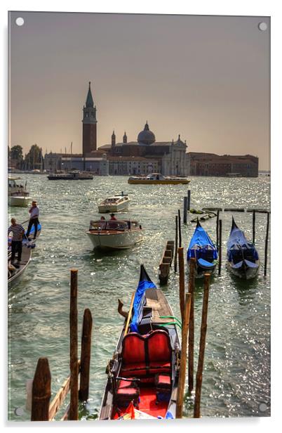 Gondolas in front of San Giorgio Maggiore Acrylic by Tom Gomez