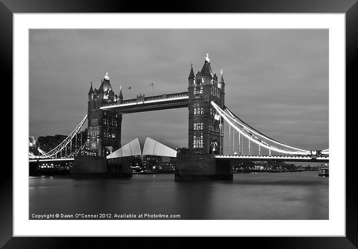 Tower Bridge at Night Opening Framed Mounted Print by Dawn O'Connor