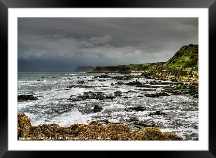 Winter waves at Ballycastle Framed Mounted Print by David McFarland