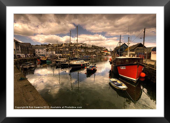 Mevagissy Harbour Framed Mounted Print by Rob Hawkins