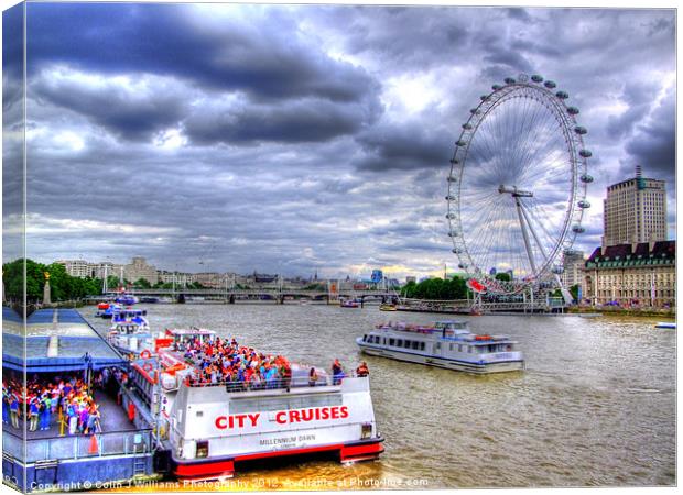 Tourists And The London Eye Canvas Print by Colin Williams Photography