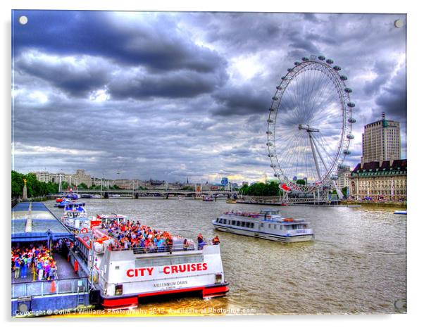 Tourists And The London Eye Acrylic by Colin Williams Photography