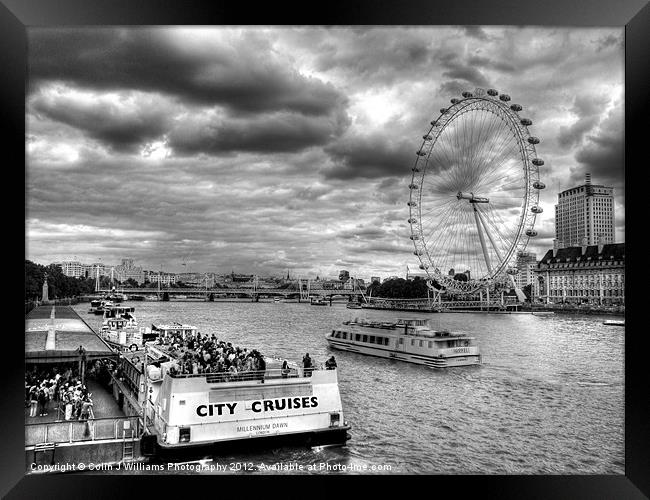 Tourists And The London Eye BW Framed Print by Colin Williams Photography