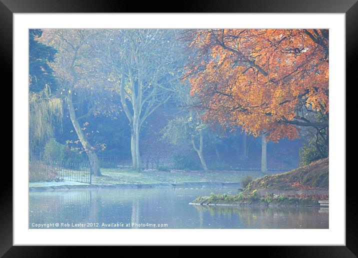 Misty Lake Framed Mounted Print by Rob Lester