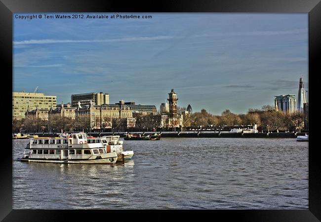 London Riverboat Shuffle Framed Print by Terri Waters