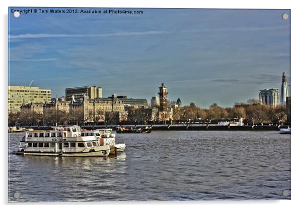 London Riverboat Shuffle Acrylic by Terri Waters