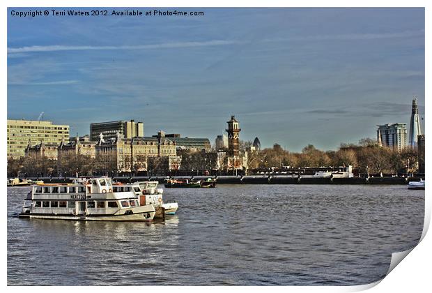 London Riverboat Shuffle Print by Terri Waters