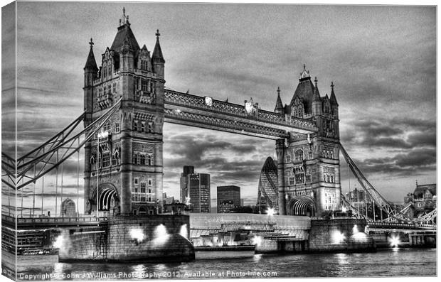 Tower Bridge And The City BW Canvas Print by Colin Williams Photography