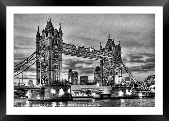 Tower Bridge And The City BW Framed Mounted Print by Colin Williams Photography