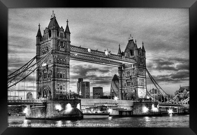 Tower Bridge And The City BW Framed Print by Colin Williams Photography